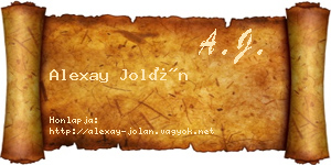 Alexay Jolán névjegykártya