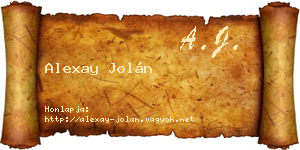 Alexay Jolán névjegykártya