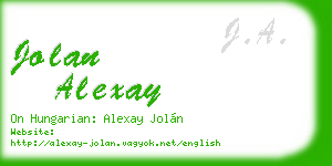 jolan alexay business card